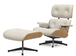 Eames Lounge Chair met ottoman, kastanje naturel